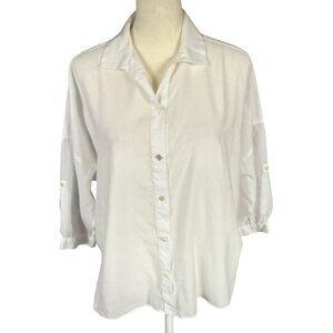 Kumikyoku white collared button down shirt women's size 2